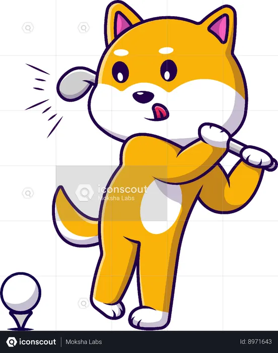 Shiba Inu jouant au golf  Illustration