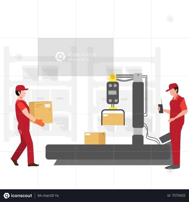 Shipment from warehouse Employees holding parcels from stores  Illustration