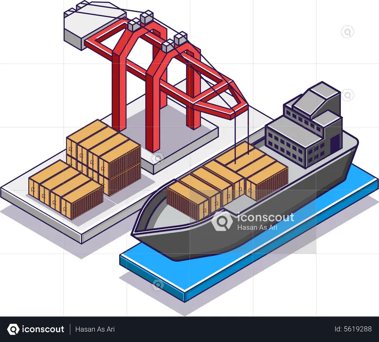 Shipping goods by sea  Illustration