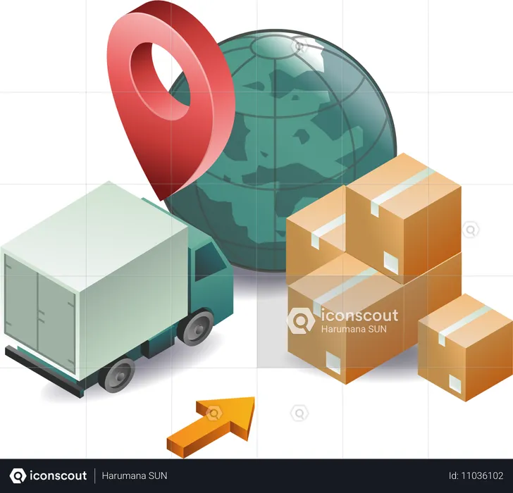 Shipping packages between countries  Illustration