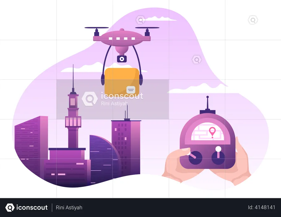 Shipping service using drone  Illustration