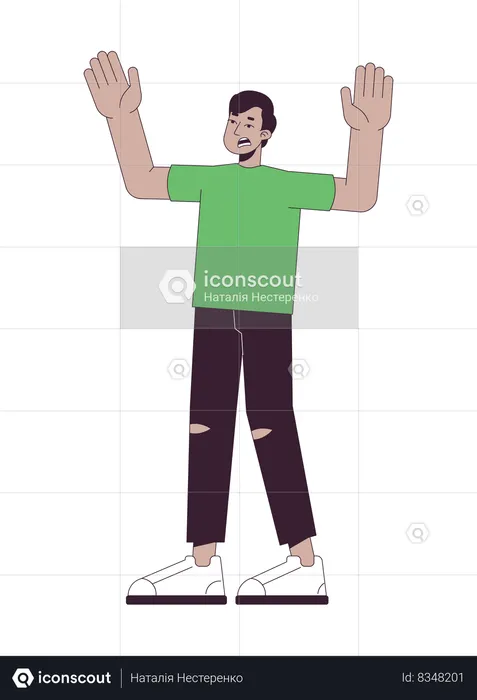 Shocked frustratedman holding hands up  Illustration