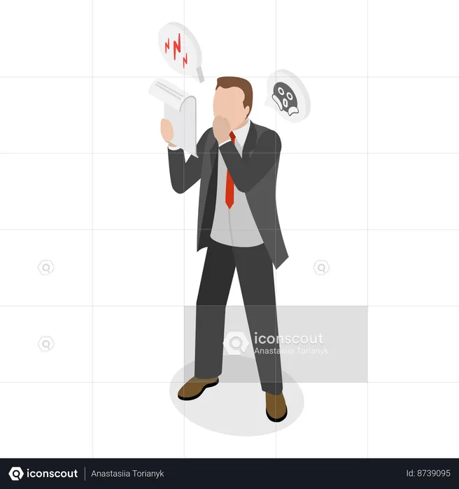 Shocked Man Holding Document  Illustration