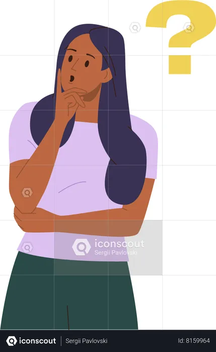 Shocked woman with question mark  Illustration