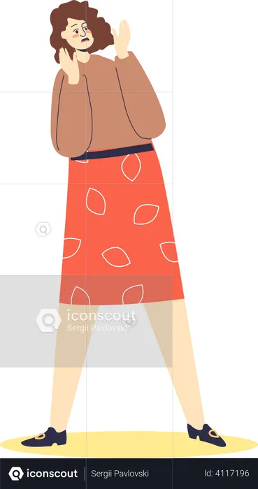 Shocked young woman looking afraid  Illustration