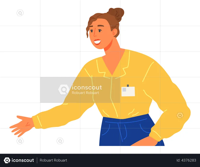Shop assistant talking to someone  Illustration