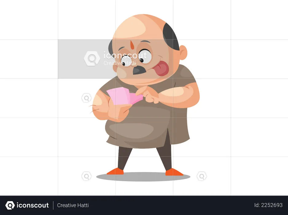 Shopkeeper is counting money  Illustration