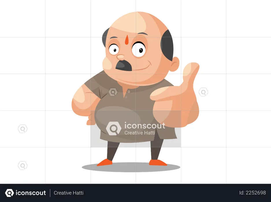 Shopkeeper is showing thumbs up  Illustration