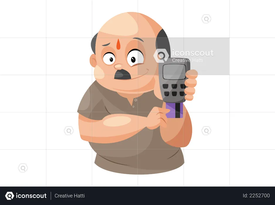 Shopkeeper is swapping card in machine  Illustration