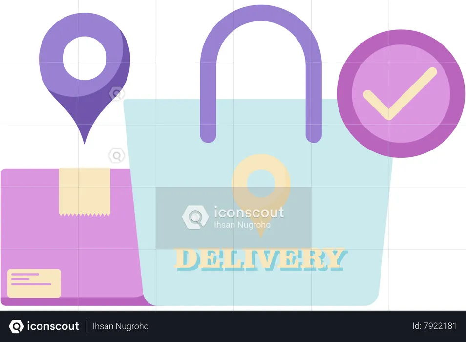 Shopping bag and location pin  Illustration