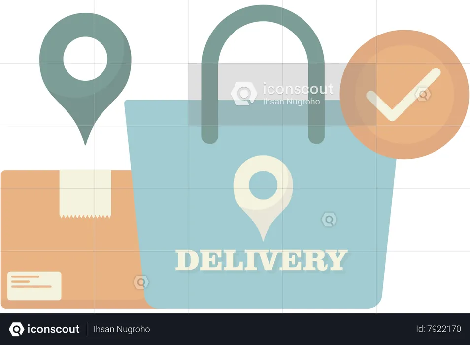 Shopping bag and location pin  Illustration