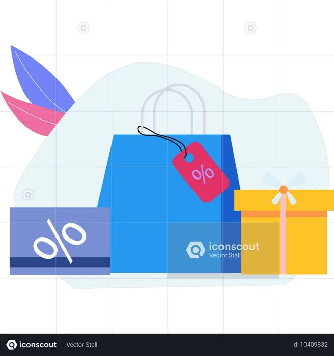 Shopping bag gift and discount  Illustration