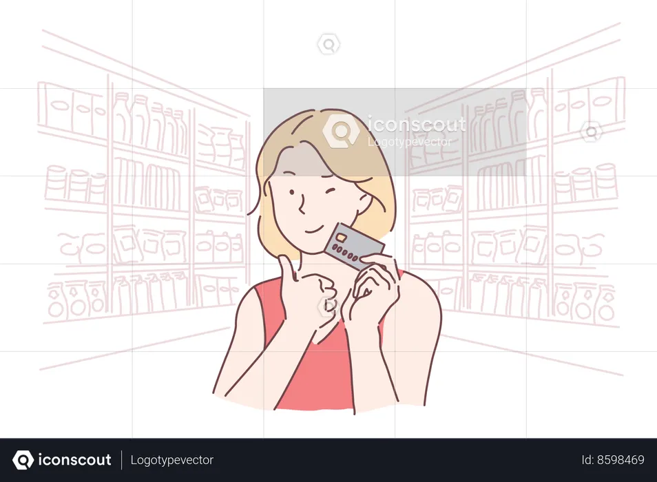 Shopping by Credit card  Illustration