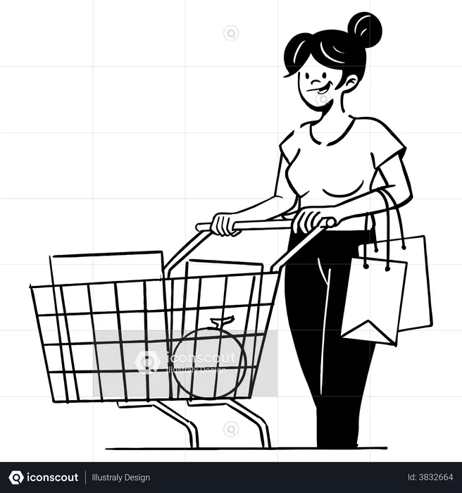 Shopping by trolley  Illustration