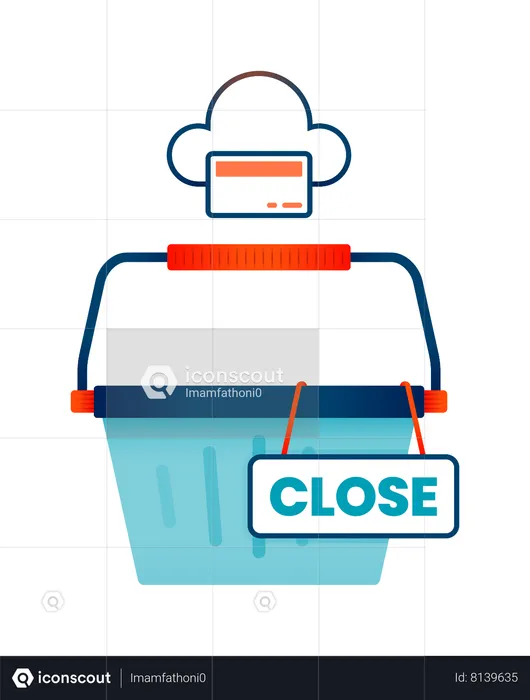 Shopping cart with close sign  Illustration