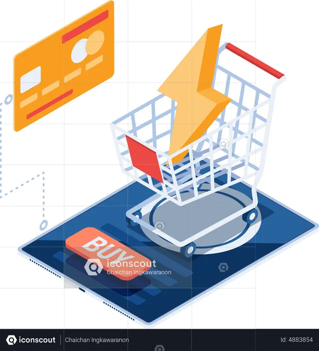 Shopping Cart with Flash Sale  Illustration