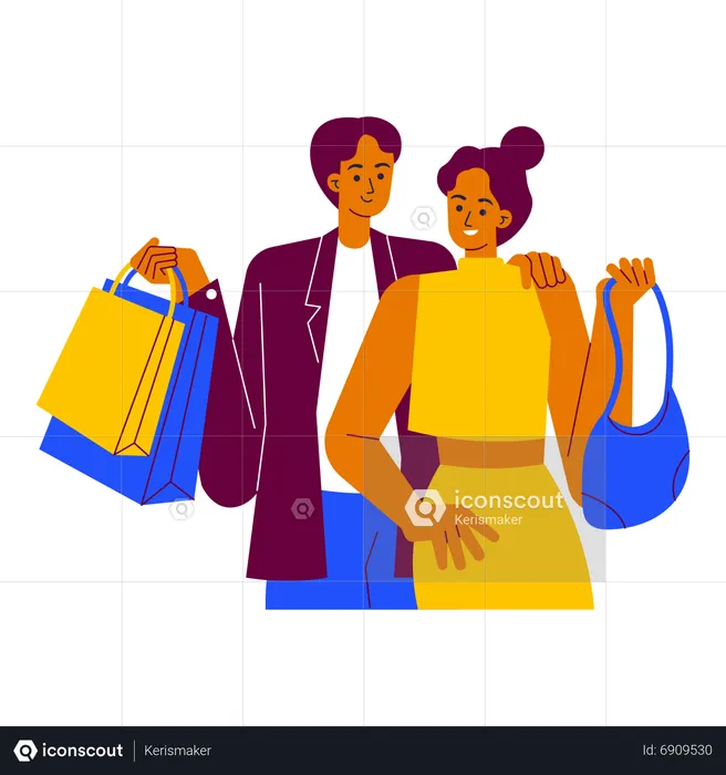 Shopping couple  Illustration