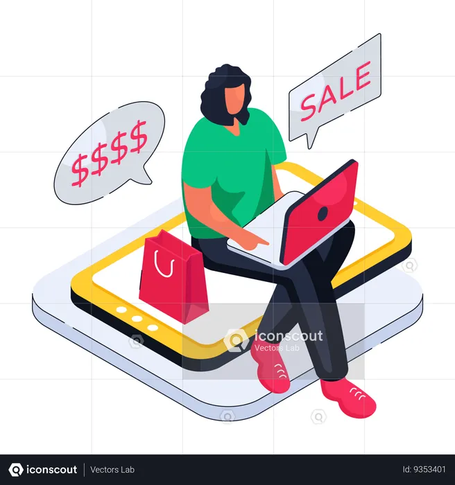 Shopping during online sale  Illustration