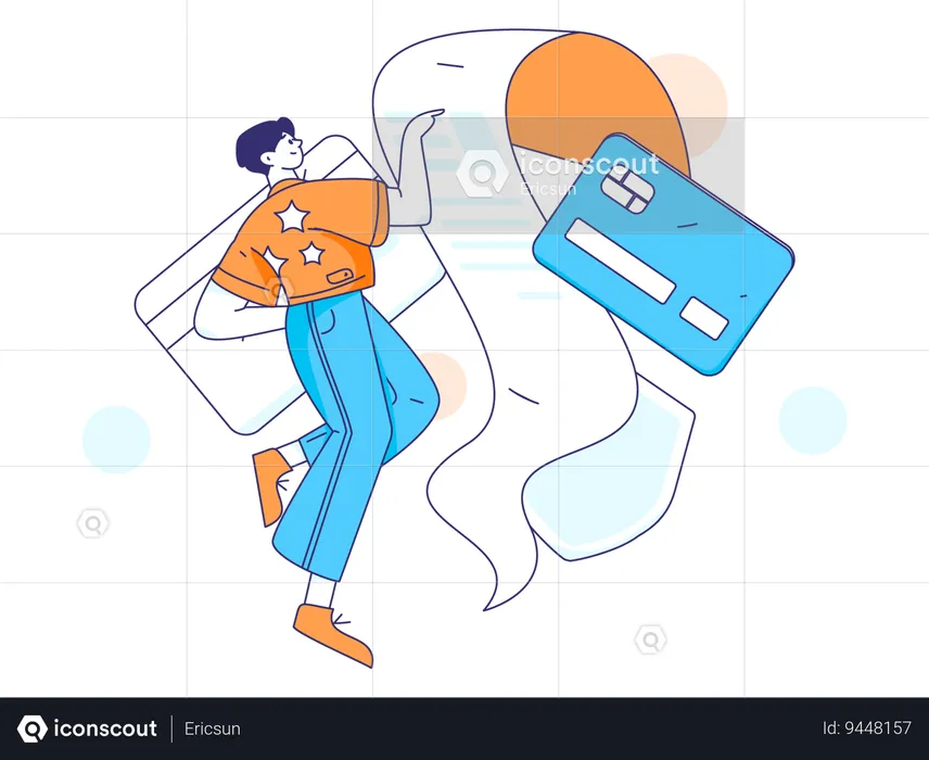 Shopping invoice paid through debit card  Illustration