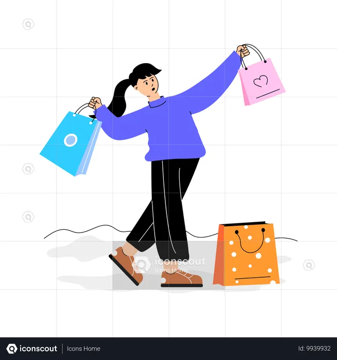 Shopping-Liebhaber beim Einkaufen  Illustration