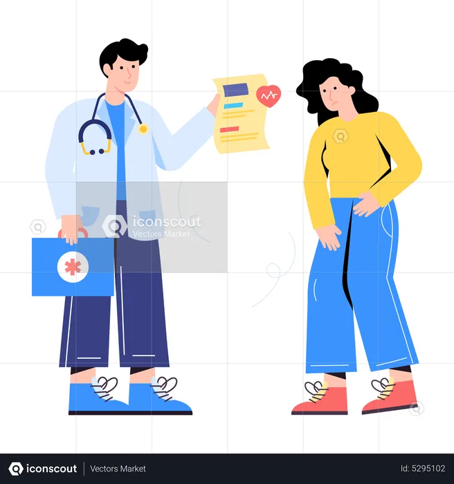 Doctor giving medical report to patient  Illustration