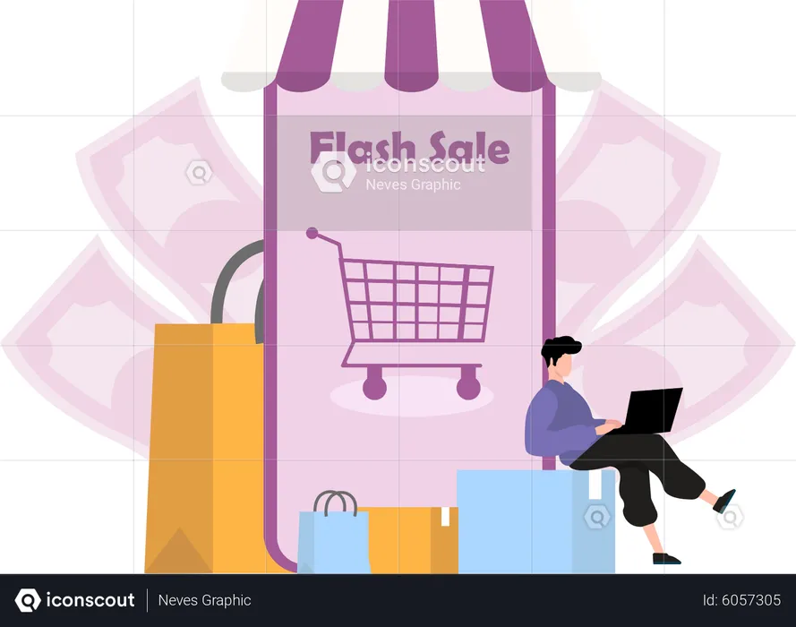 Shopping Online  Illustration