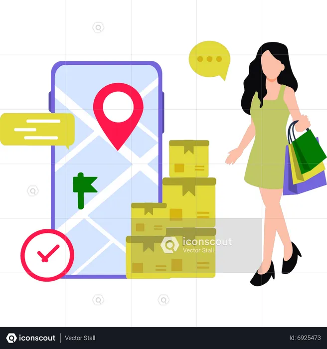 Shopping Order Delivery Tracking  Illustration