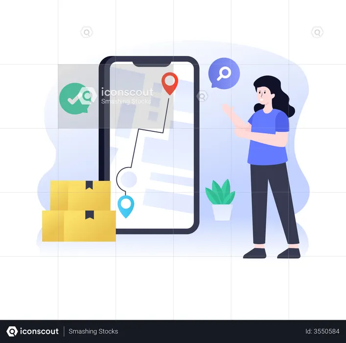 Shopping Order Delivery Tracking  Illustration