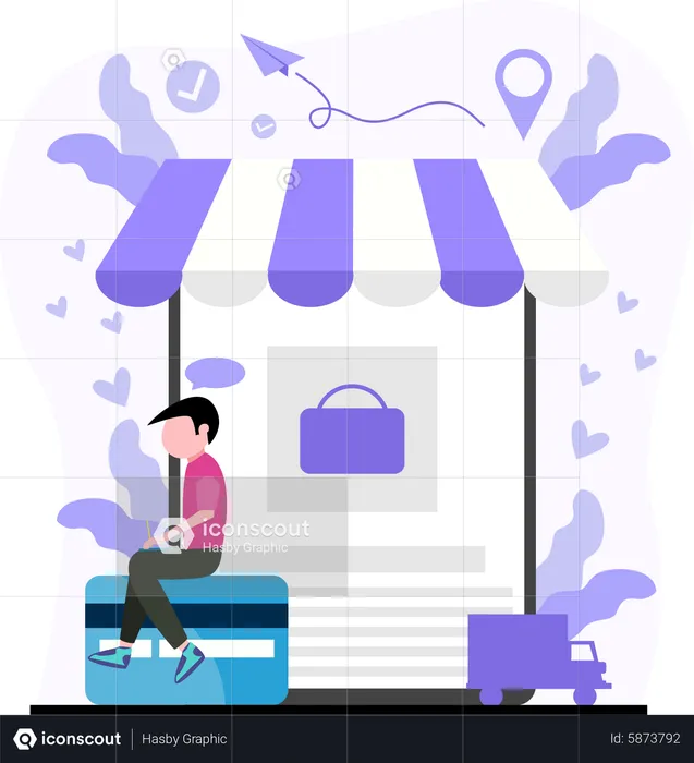 Shopping payment via card  Illustration