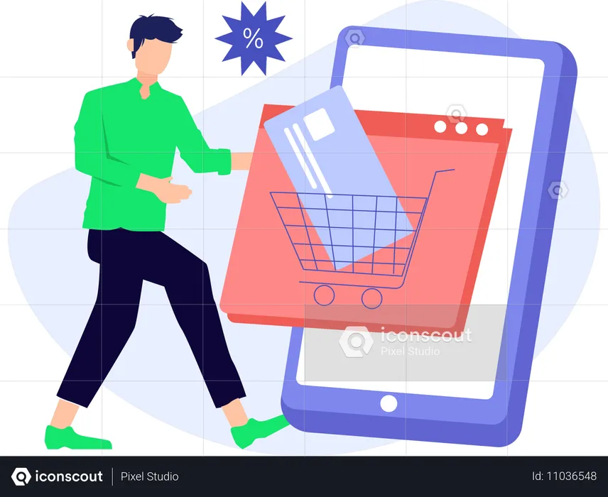 Shopping through credit card  Illustration