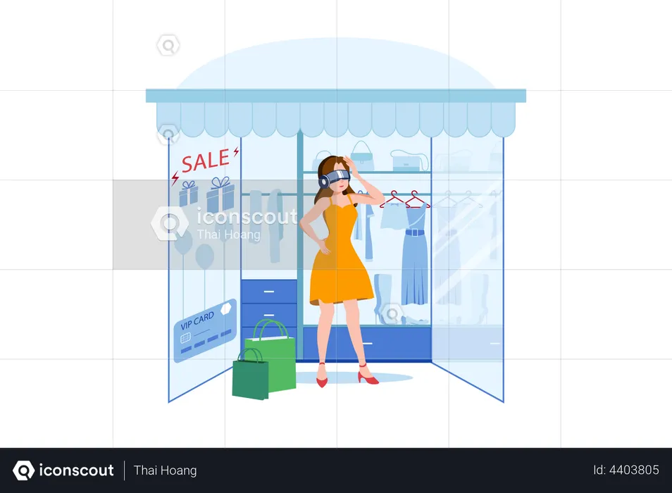 Shopping using virtual technology  Illustration