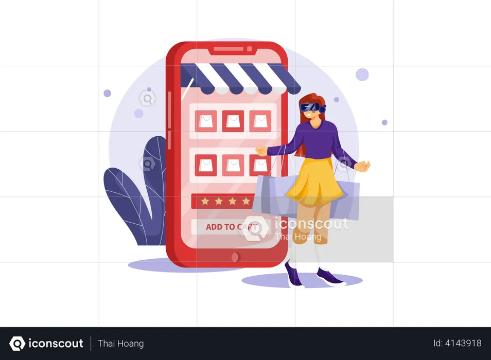 Shopping using virtual techology  Illustration