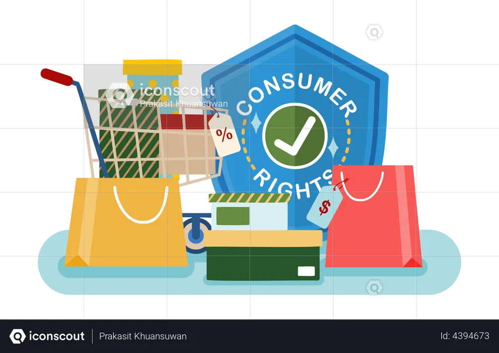 Shopping with consumer rights  Illustration