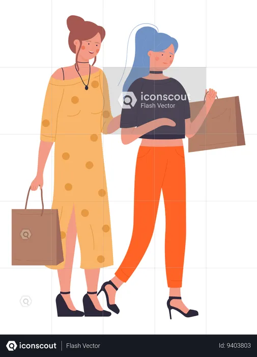 Shopping with friend  Illustration