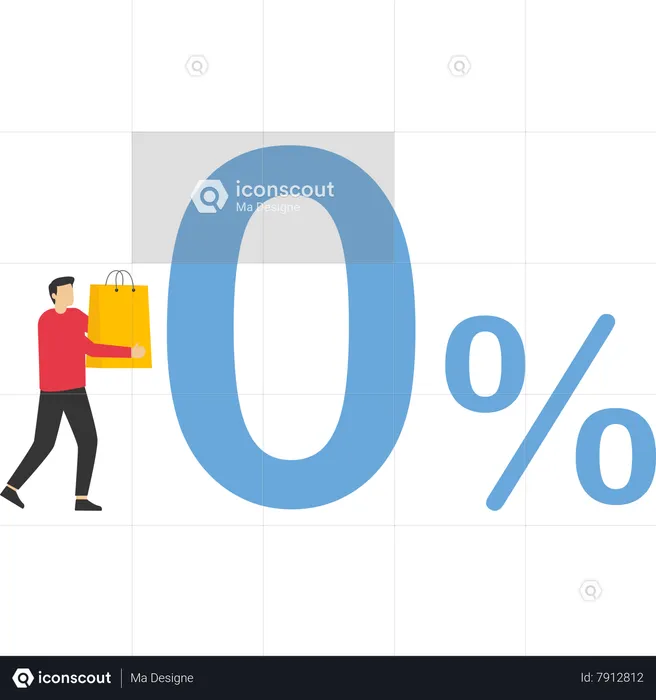 Shopping with zero percent interest credit card  Illustration