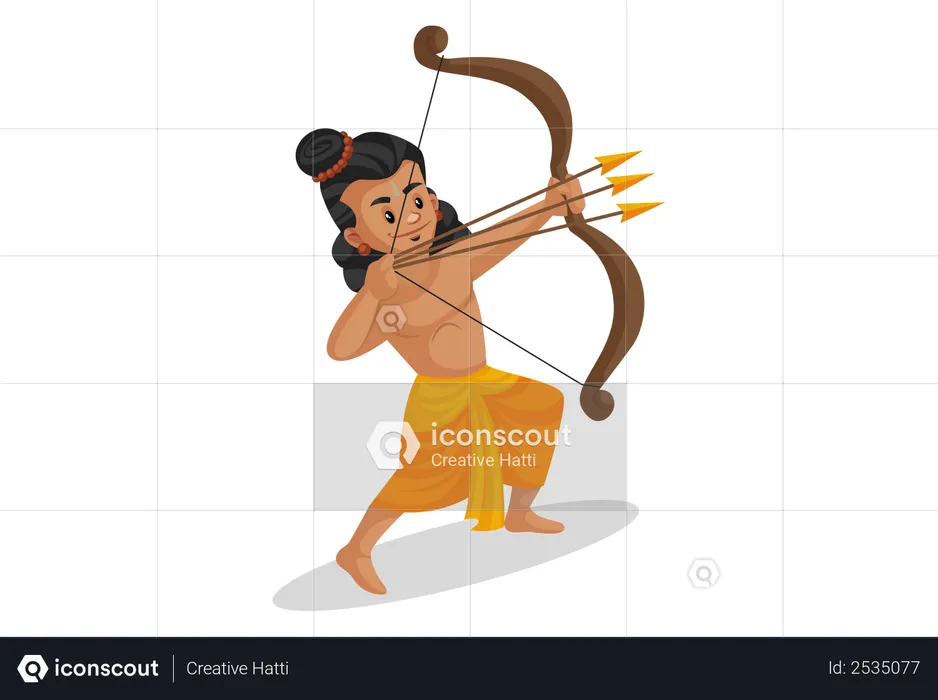 Shree Ram firing three arrows  Illustration