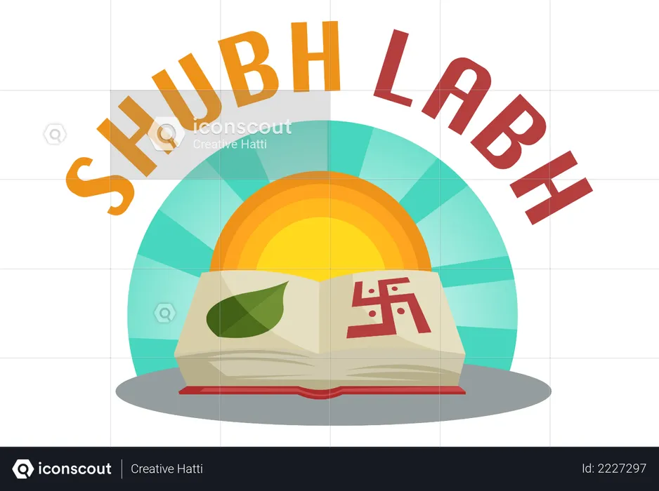 Shubh Labh mit dem Heiligen Buch als Chopda Pujan  Illustration
