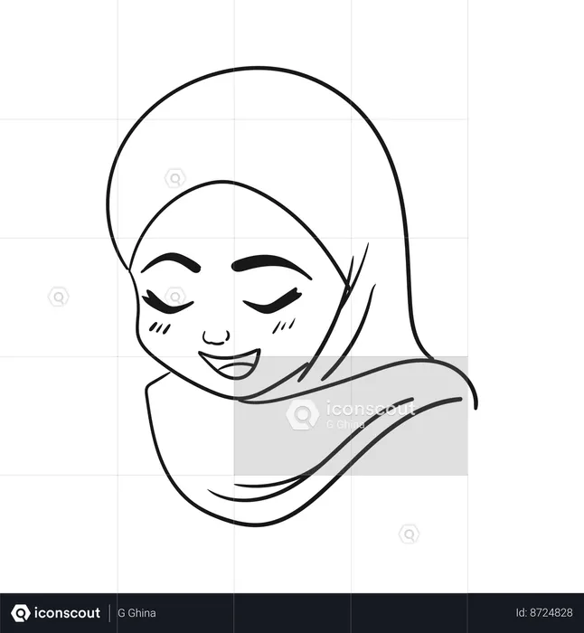 Shy hijab woman  Illustration