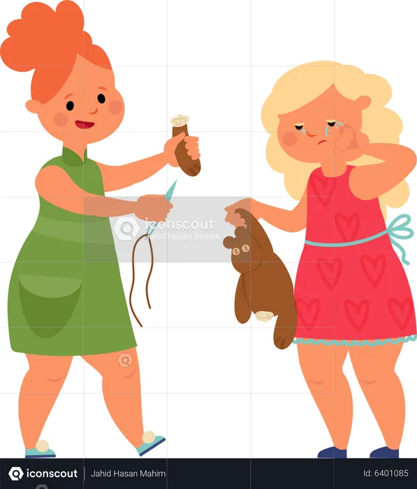 Sibling girls playing together  Illustration