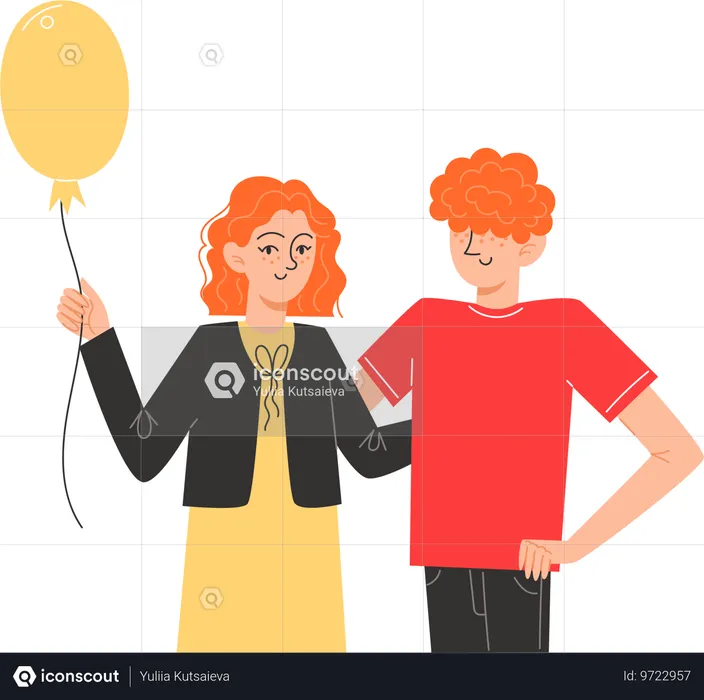 Siblings standing next to each other  Illustration