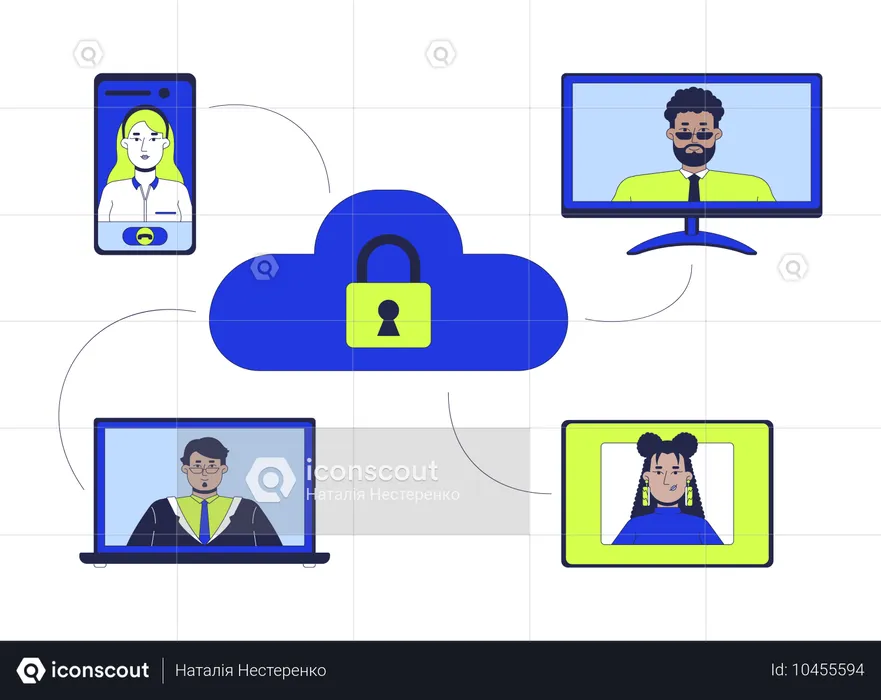 Sichere Cloud-Speicherung für Meetings  Illustration