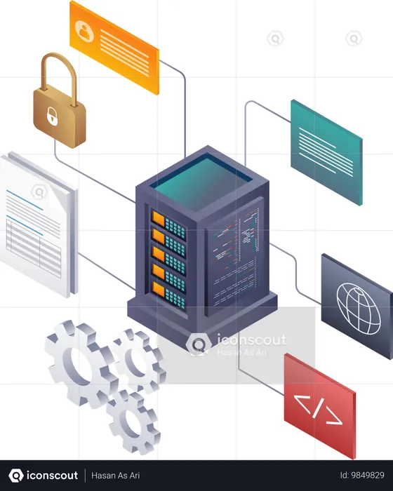 Sicherheit und Entwicklung von Datenservernetzwerken  Illustration