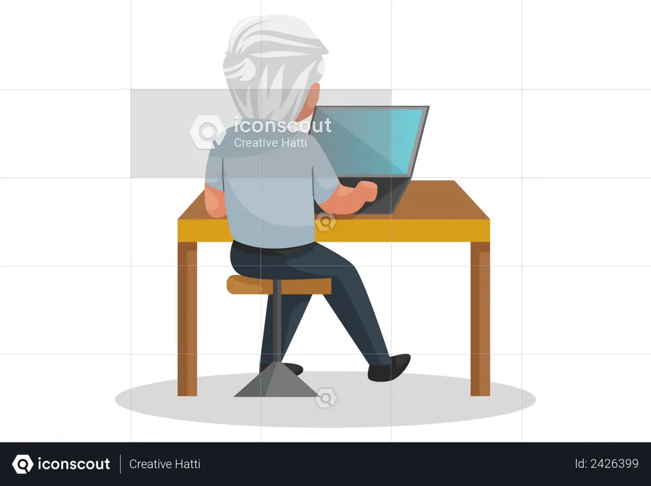 Wachmann mit Laptop  Illustration