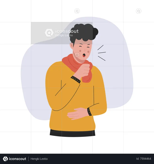 Sick man having cough  Illustration