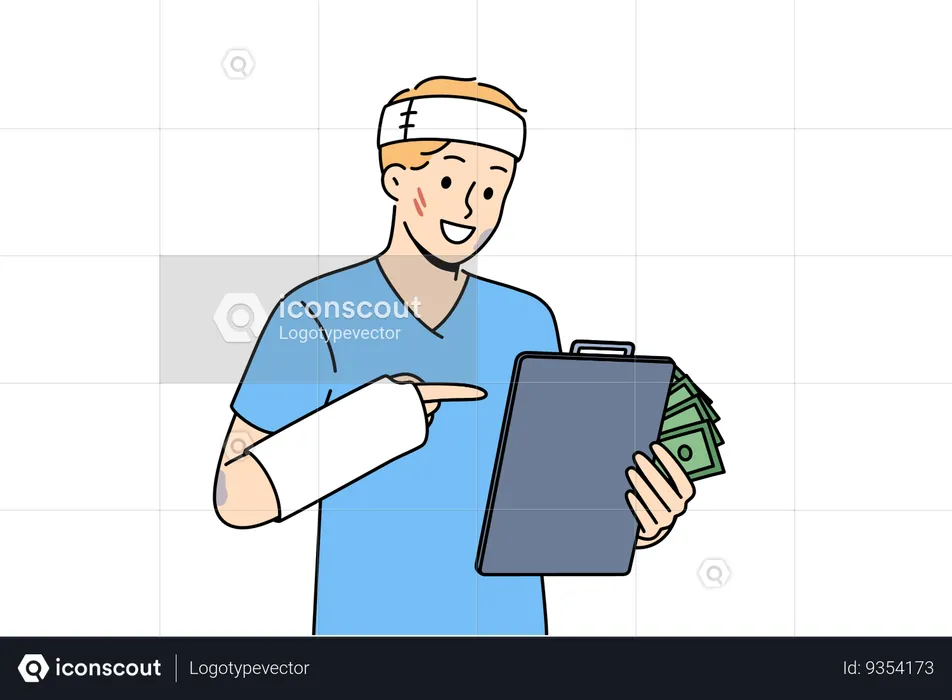 Sick man rejoices at receiving health insurance to cover hospital bills after car accident  Illustration