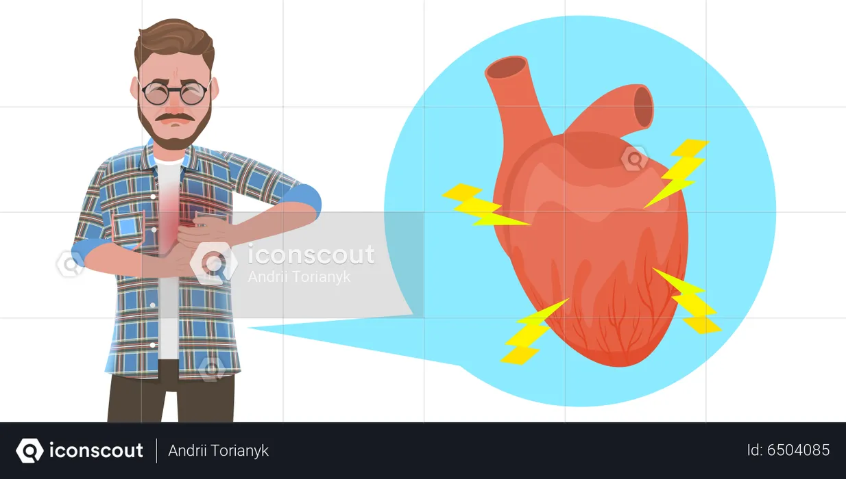 Sick Man With Chest Pain  Illustration