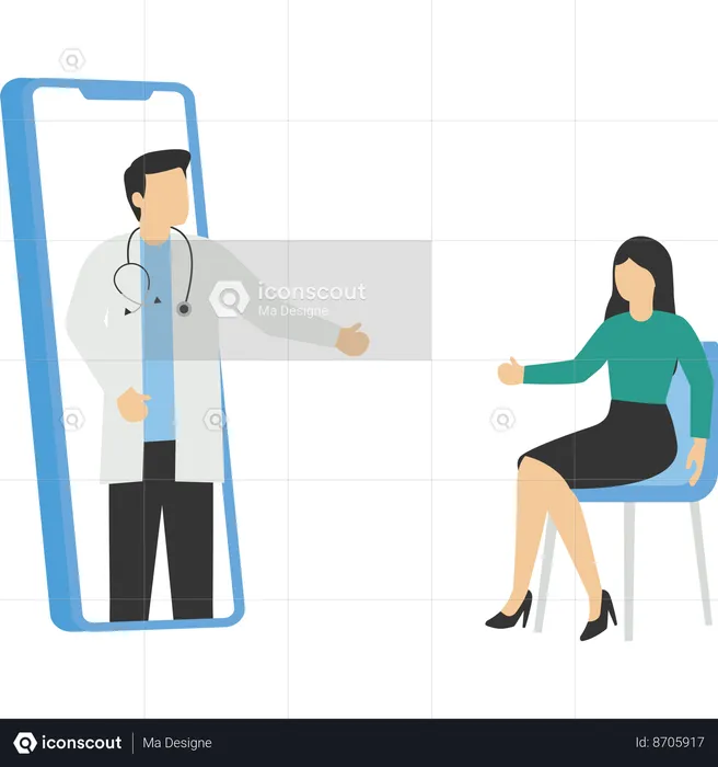 Sick patient using online doctor consultation  Illustration