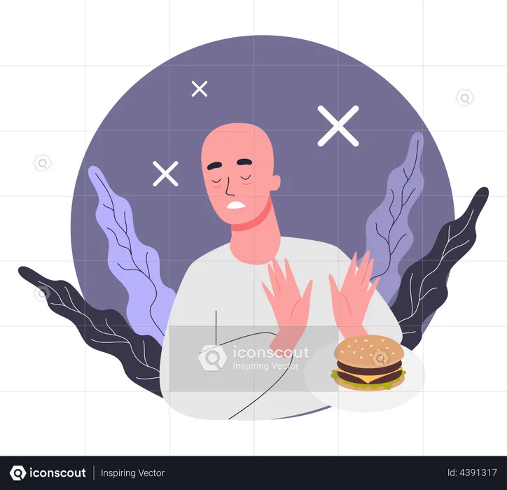 Sick person avoiding junk food  Illustration