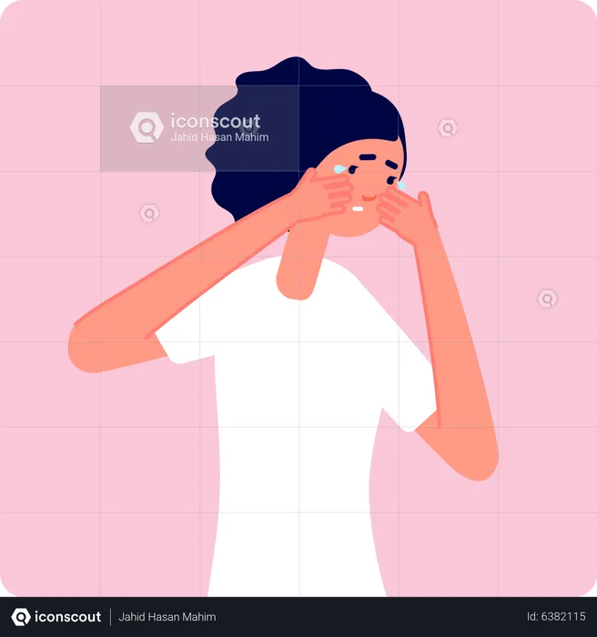 Sick woman crying  Illustration