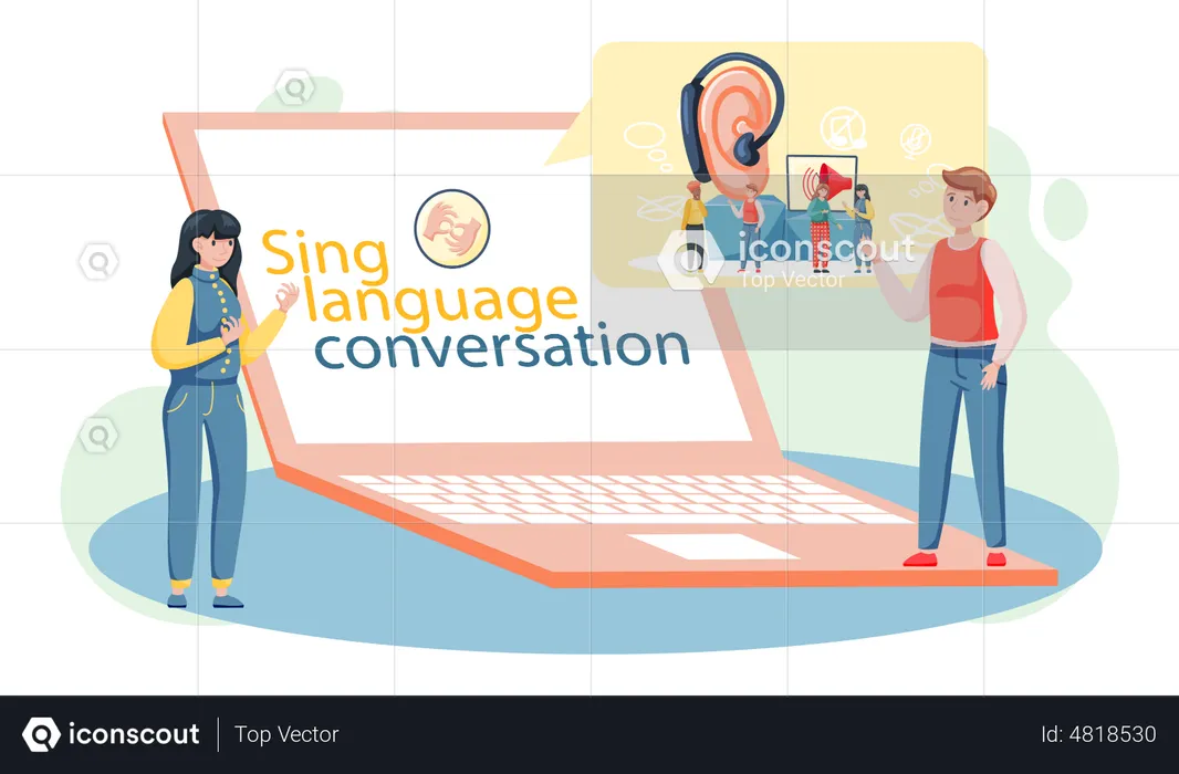 Sign language conversation  Illustration